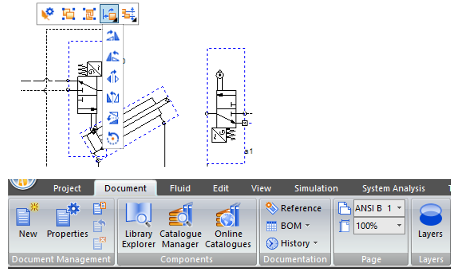 Barra contestuale alla selezione